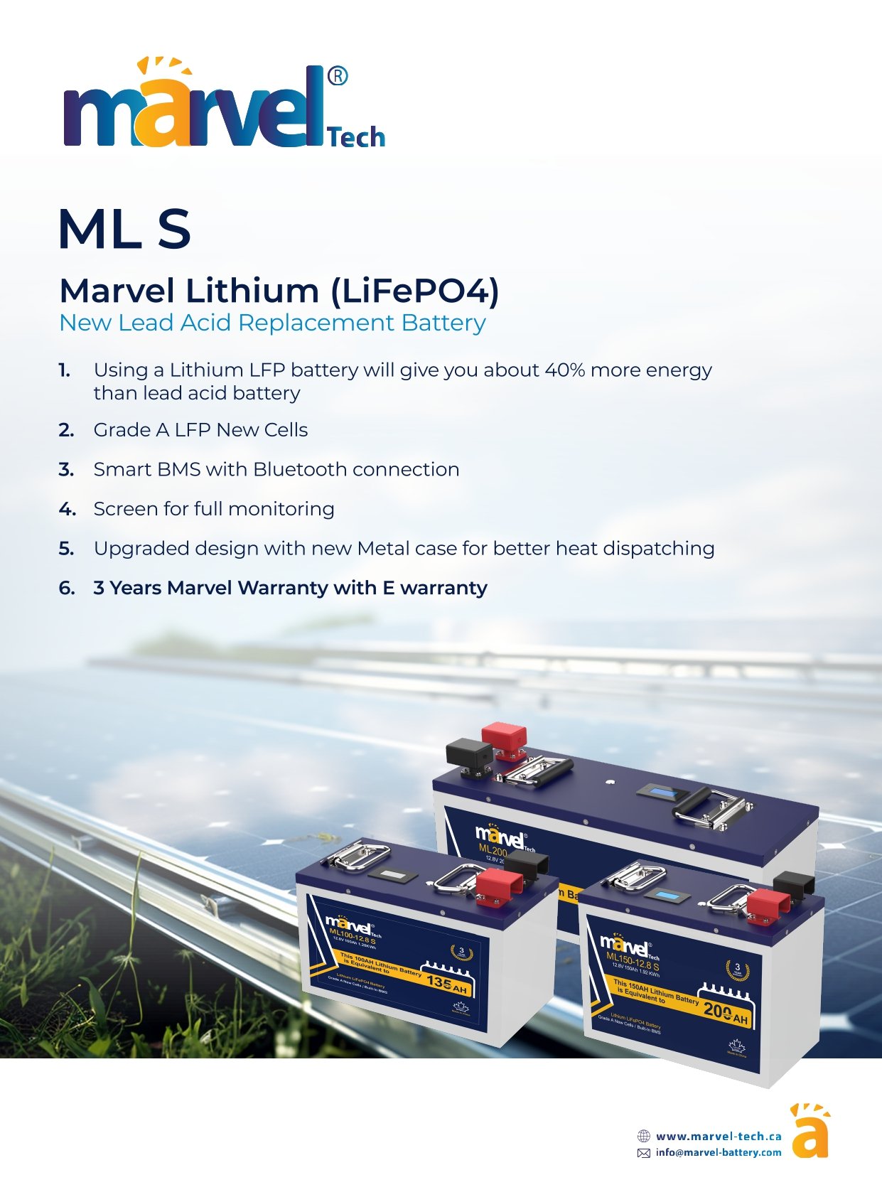 بطارية ليثيوم MARVEL LiFePO4 12.8V 150Ah مع BMS وبلوتوث - الصورة 3