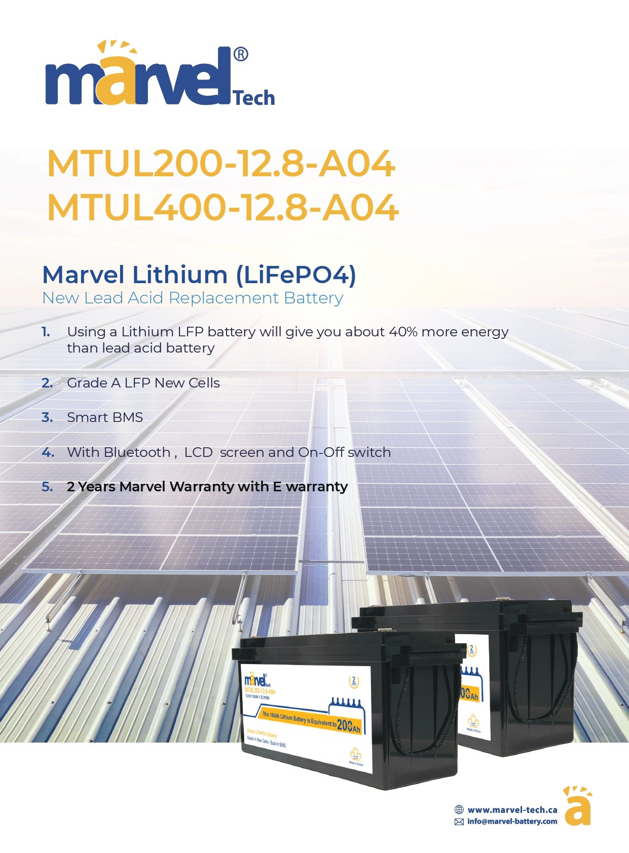 بطارية ليثيوم MARVEL LiFePO4 12.8V 280Ah مع BMS وبلوتوث - الصورة 3