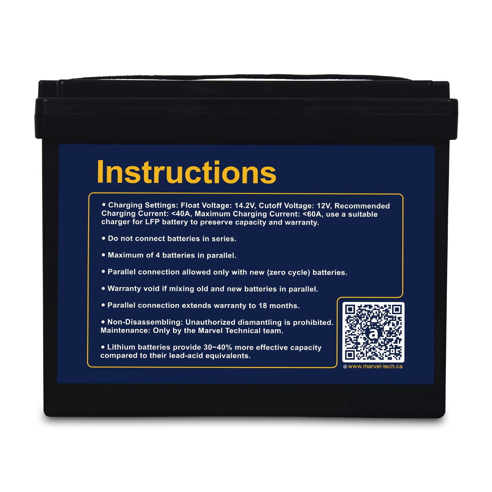 بطارية ليثيوم MARVEL LiFePO4 12.8V 75Ah - الصورة 3