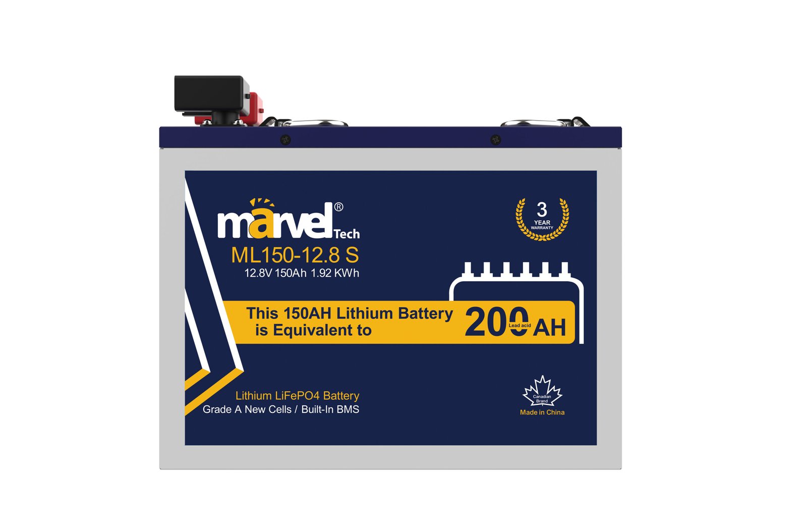 بطارية ليثيوم MARVEL LiFePO4 12.8V 150Ah مع BMS وبلوتوث