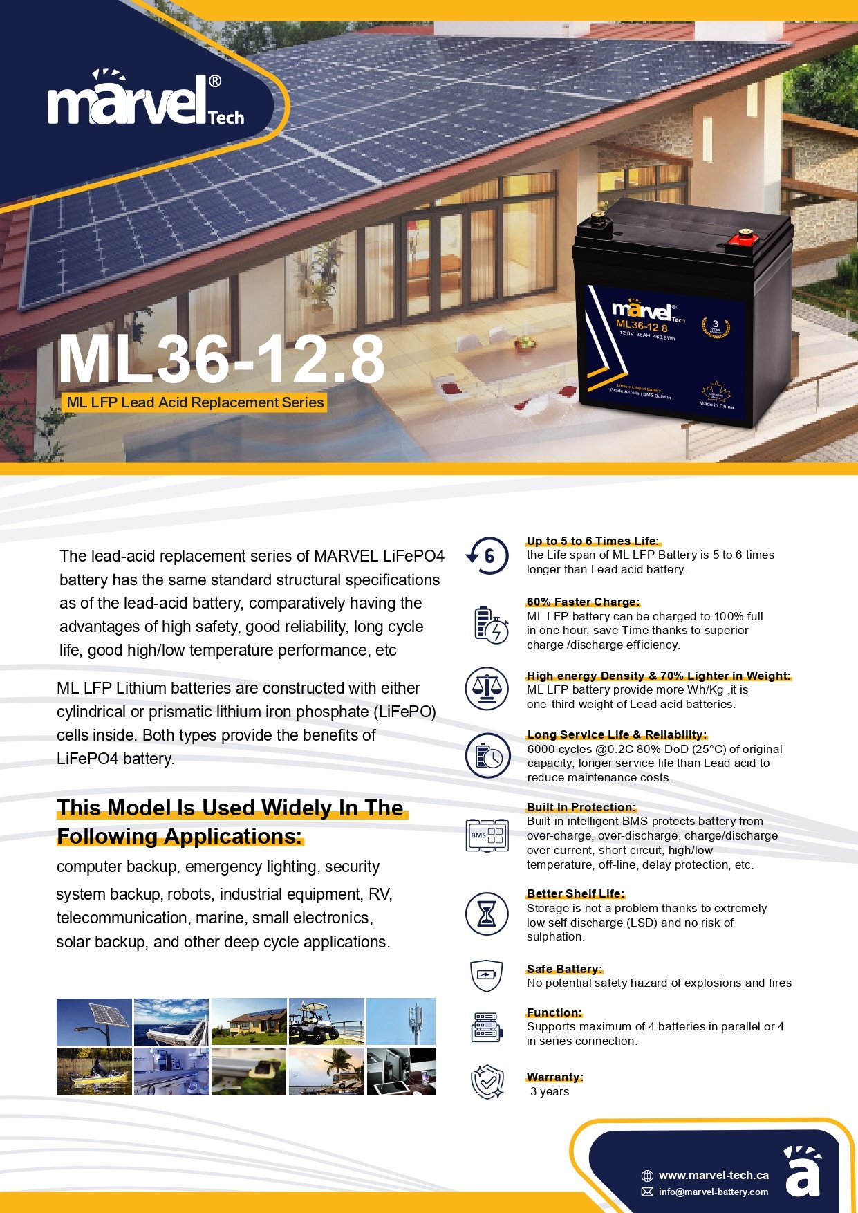 بطارية ليثيوم MARVEL LiFePO4 12.8V 36Ah - الصورة 6