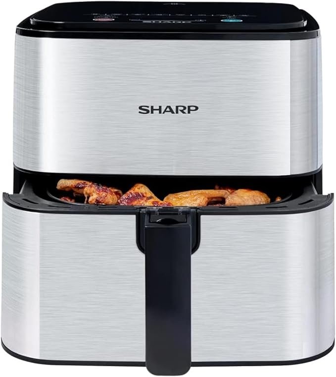 مقلاة هوائية Sharp 1600 واط، 7 لترات، 8 قوائم طهي، طلاء مانع للالتصاق