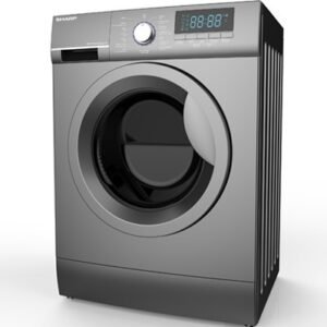 غسالة ملابس Sharp بسعة 9 كجم، 1200 دورة، تصنيف A+++, لون فضي