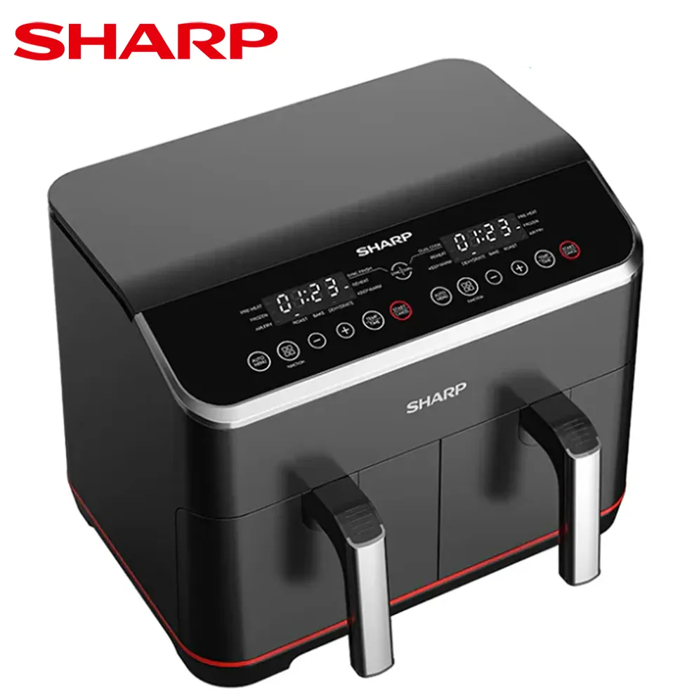 مقلاة هوائية Sharp 1800 واط، سعة 8 لترات، 2 قوائم طبخ، طلاء مانع للالتصاق - الصورة 5