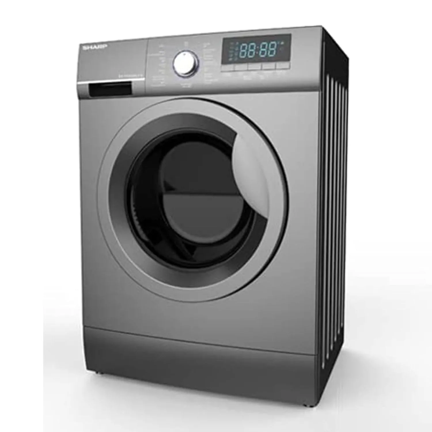 غسالة ملابس Sharp بسعة 7 كجم، 1200 دورة، تصنيف A+++, لون فضي